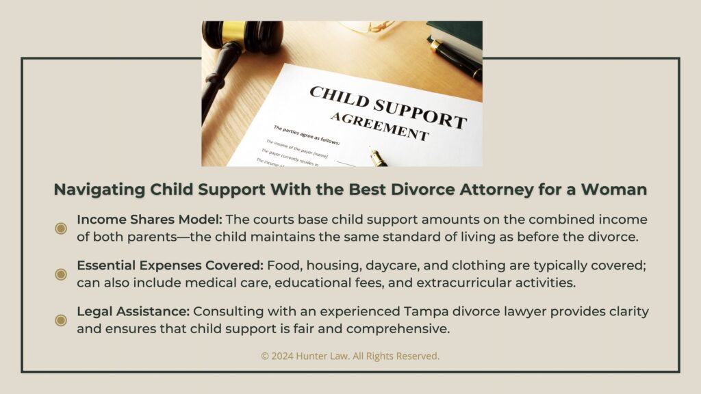 Callout 4: Child support document on desk- Navigating child support with best divorce attorney for a woman- 3 facts