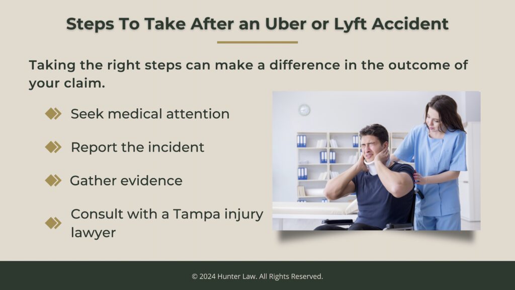 Callout 4: man with neck injury- 4 steps to take after Uber or Lyft accident.