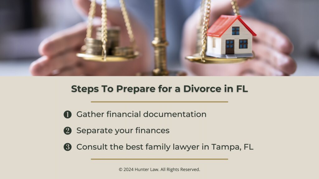 House and asset protection concept on scales- 3 steps to prepare for a divorce in Florida.