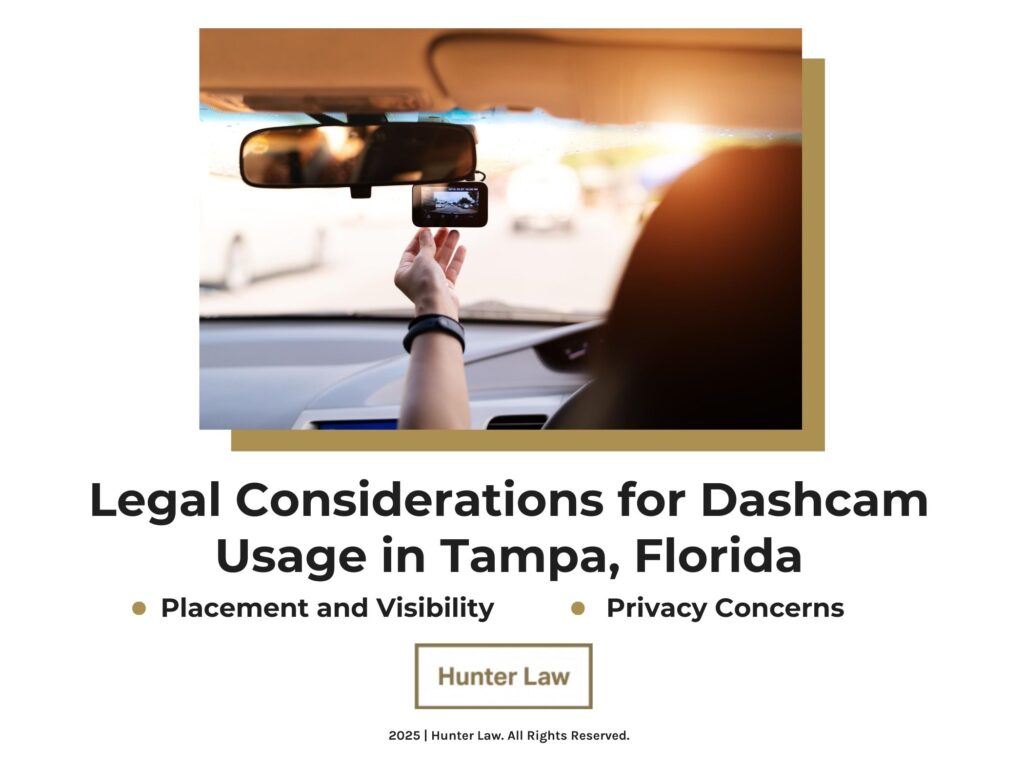 Female passenger adjusting dashcam in passenger seat of car- Legal Considerations for Dashcam Usage in Tampa, Florida.