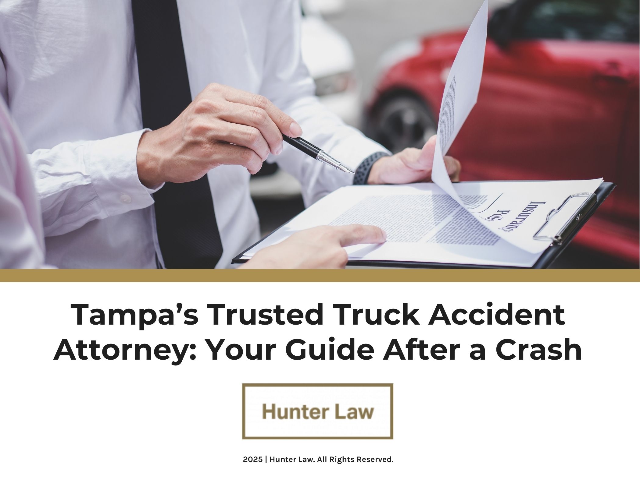 Featured: Attorney holding a clipboard checking document- Tampa's Trusted Truck Accident Attorney: Your Guide After a Crash.